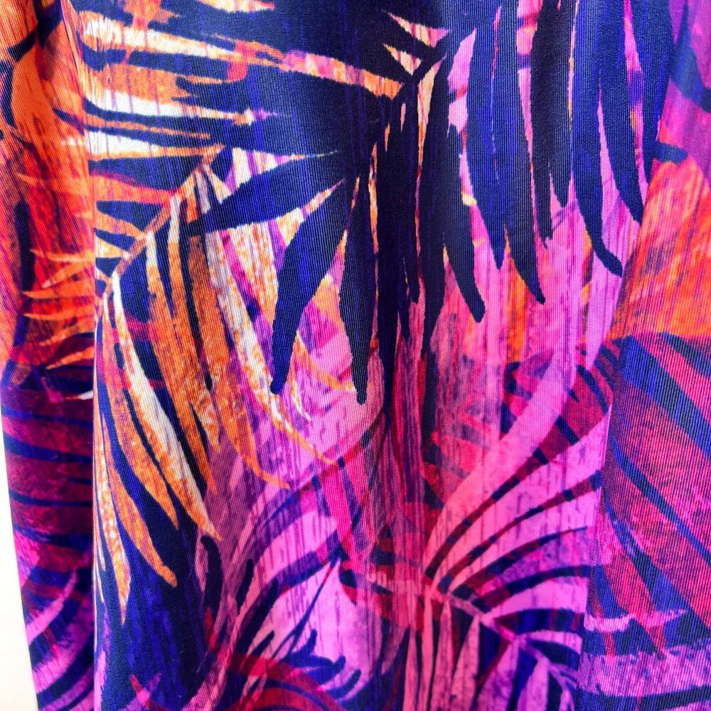 Swimsuits For All Womens Pink Purple Palm Print Blouson Tankini Top Size 14 - Picture 8 of 15